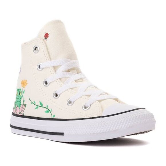 CONVERSE Chuck Taylor Alll Star "Frog Garden" High-Top Sneaker- Egret- Sz:3YOUTH - Picture 1 of 13